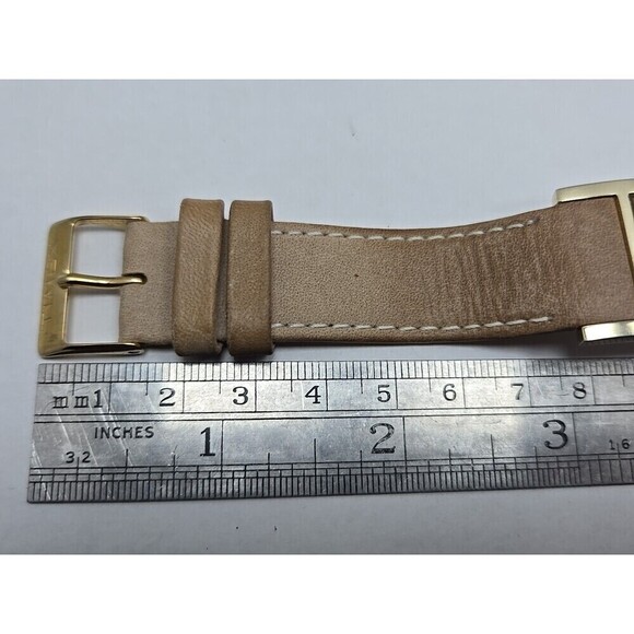 Timex Indiglo Womens Tank Cuff Watch MOP Dial Gold Tone Quartz New Battery Tan main image 7
